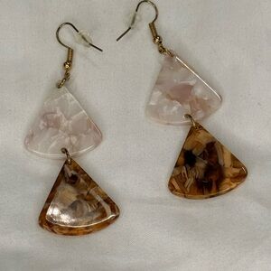 Women’s Two-Tone Resin Drop Earrings - Pink & Brown